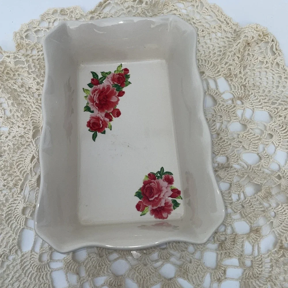 Pioneer Woman Stoneware Dish Casserole Baking Floral Ruffled Edge  12